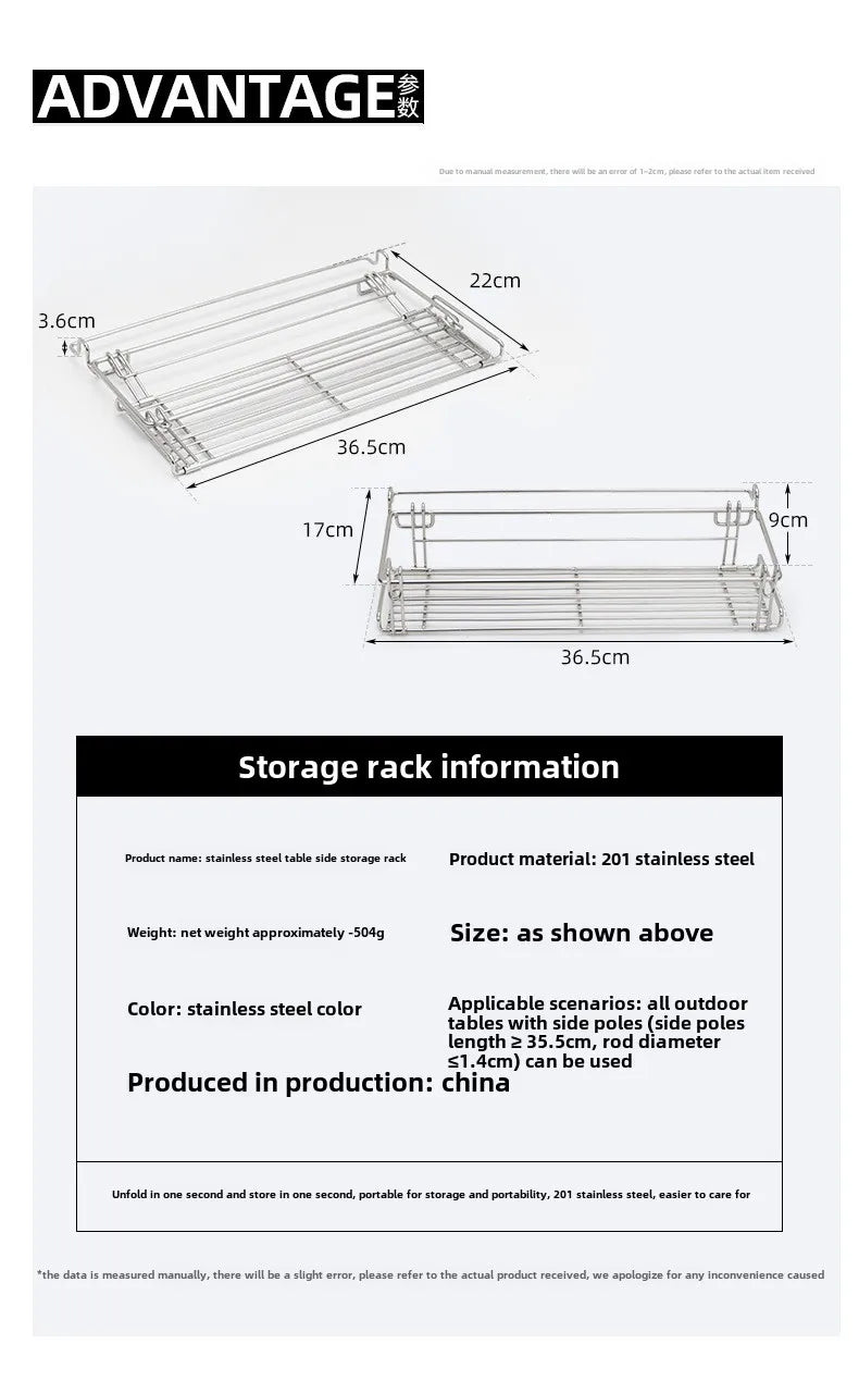 Outdoor Folding Table Extension Rack